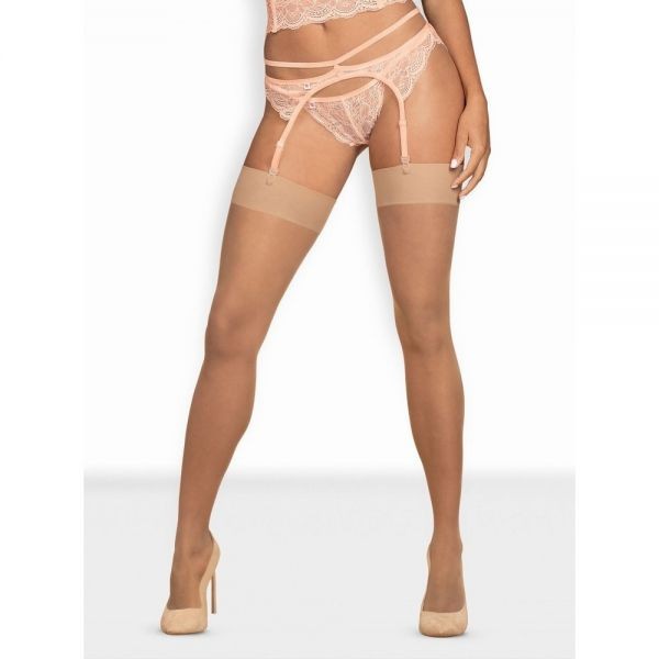 Чулки телесные Obsessive S800 stockings nude L/XL