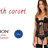 Корсет с открытой грудью NORTH CORSET black L/XL - Passion Exclusive, пажи, трусики, шнуровка
