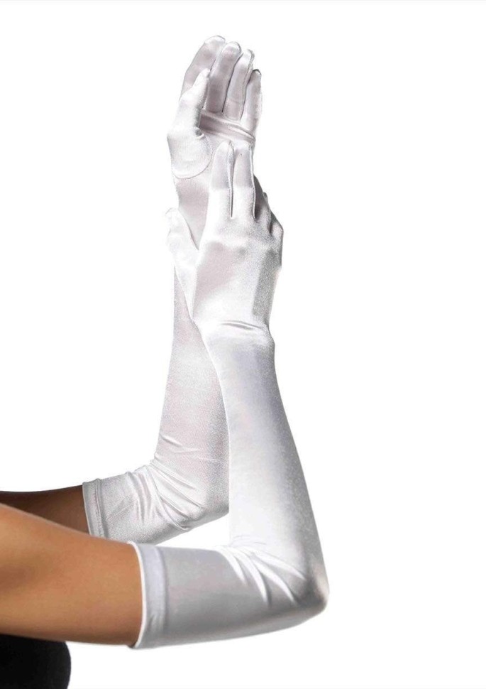 Рукавички One Size Extra Long Opera Length Satin Gloves від Leg Avenue, білі