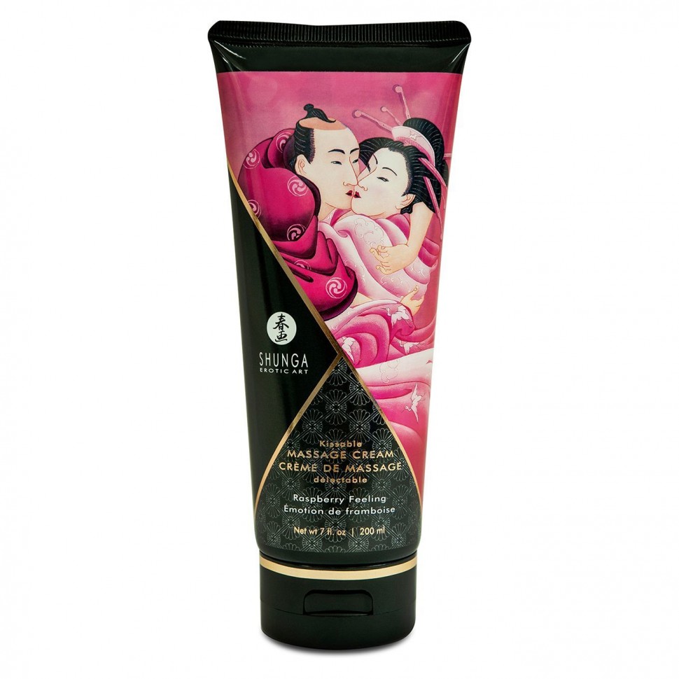 Съедобный массажный крем Shunga Kissable Massage Cream - Raspberry Feeling (200 мл)