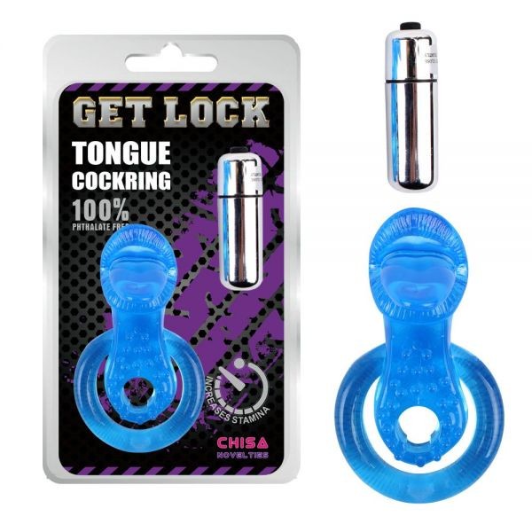 Насадка с язычком и вибропулей GET LOCK Cocking BLUE