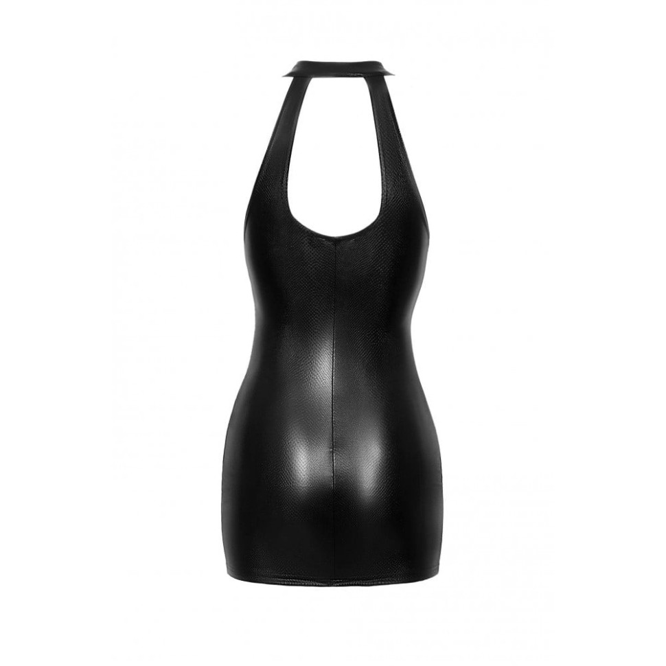 Спокуслива вінілова міні-сукня M F278 Noir Handmade, з блискавкою, чорна
