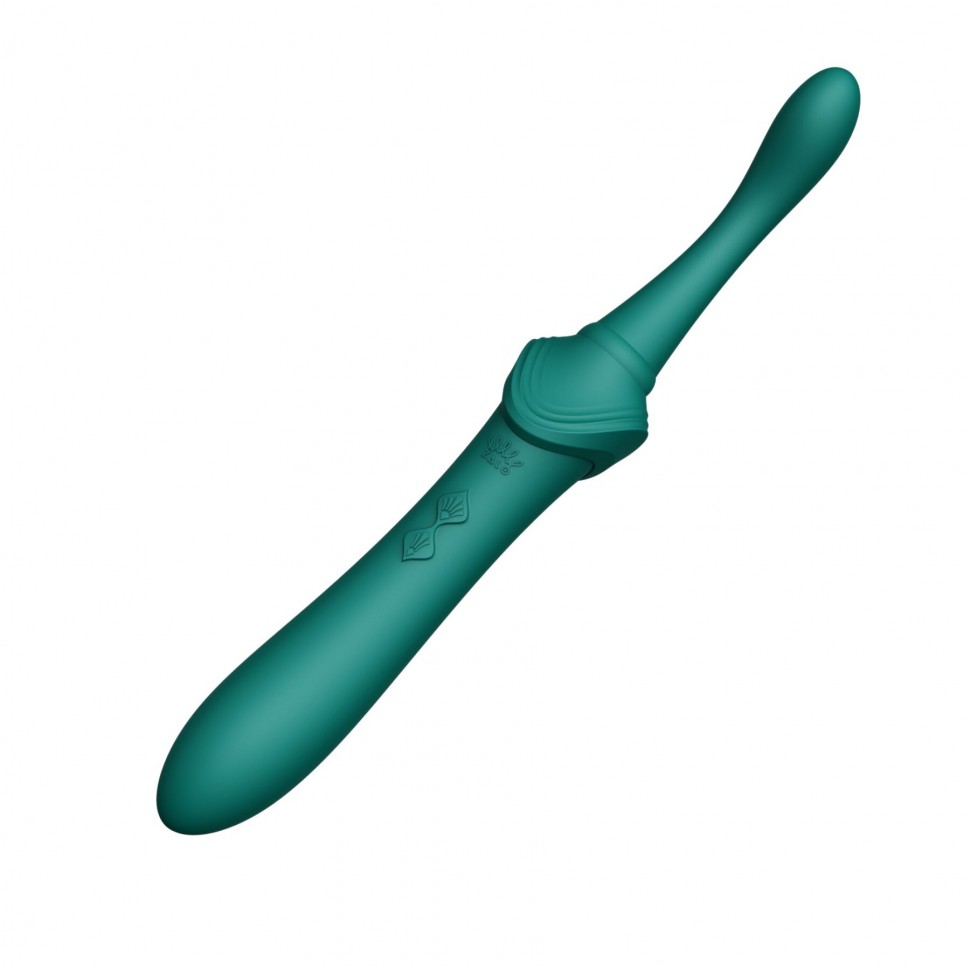 Вагінально-кліторальний вібратор Zalo — Bess Turquoise Green, багатофункціональний із насадками