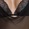 Сорочка Passion DELIENA CHEMISE L/XL black, стрінги із заниженою талією