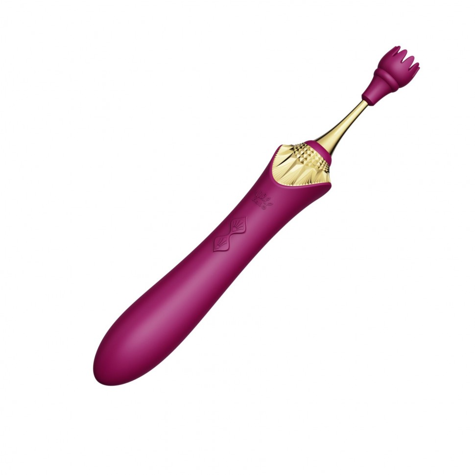 Вагінально-кліторальний вібратор Zalo — Bess Velvet Purple, мультифункціональний із насадками