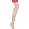 Obsessive Lacelove stockings - сексуальні панчохи з мереживом, XS/S (червоний)
