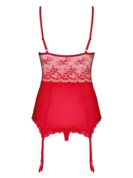 Корсет з підв'язками для панчіх Obsessive lovica corset L / XL, Червоний