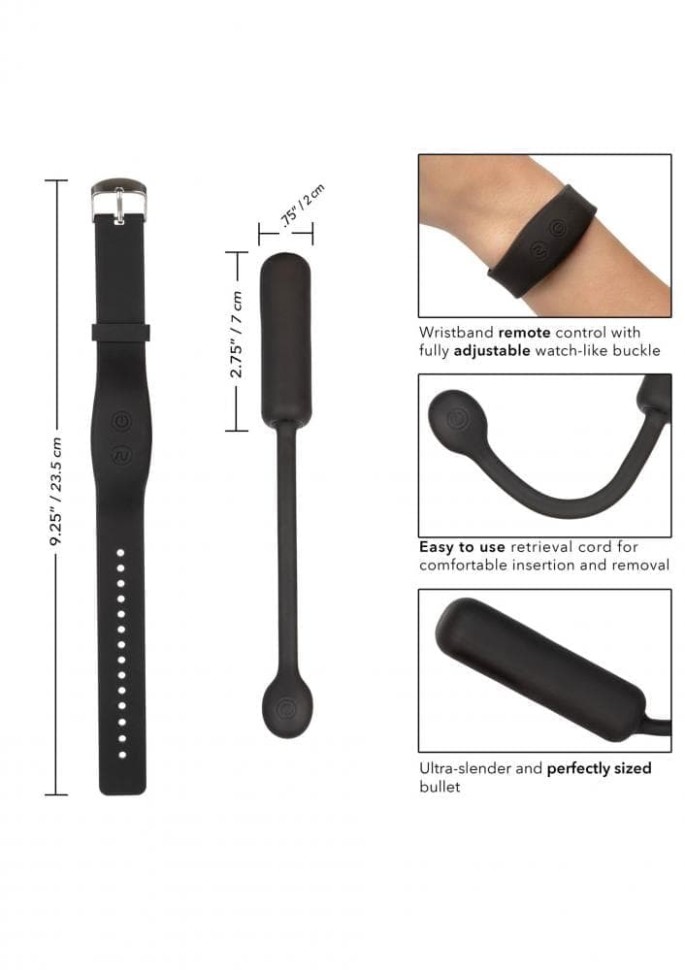 CalExotics Wristband Remote Petite Bullet вибропуля с браслетом, 7х2 см