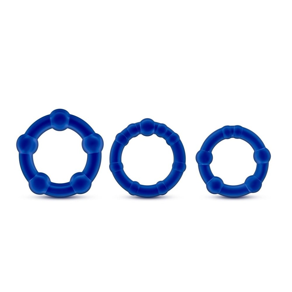 T330566 набір ерекційних кілець STAY HARD BEADED COCKRINGS BLUE