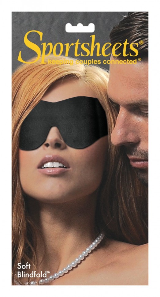 Маска на глаза Sportsheets Soft Blindfold Black на широкой резинке, нежная