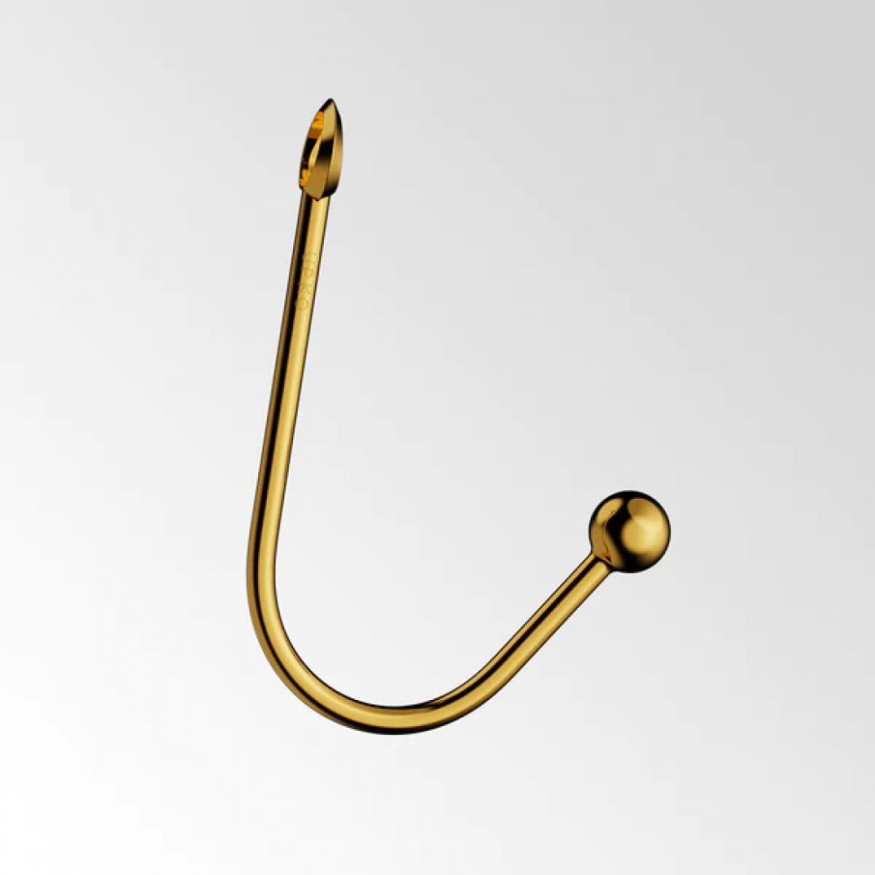 Вагінальний / анальний гак UPKO Hook золотистий, з кулькою на кінці та кільцем для фіксації