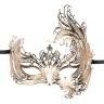 Венеціанська маска із завитками металева, з камінням, золотистого кольору.