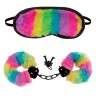 Pipdream Pride Play Set Маска - меховые наручники и маска на глаза