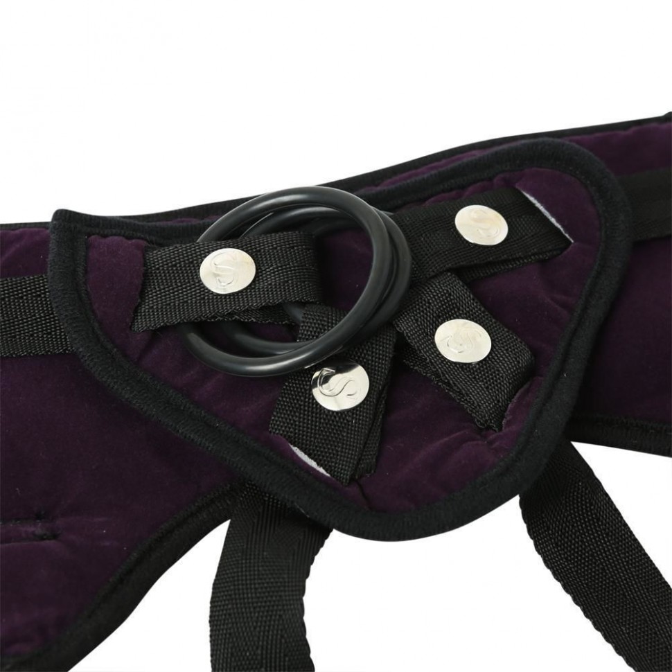 Трусы для страпона Sportsheets - Lush Strap On Purple, широкий бархатистый пояс, очень комфортные