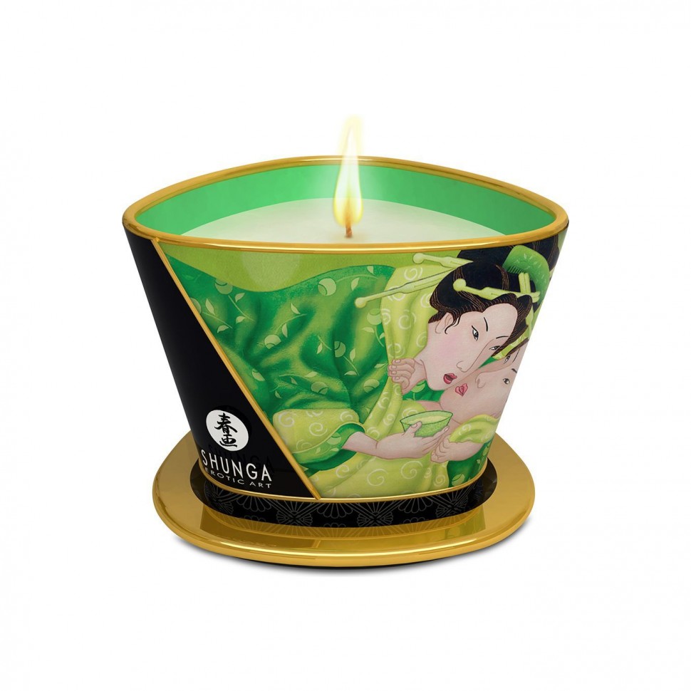 Массажная свеча Shunga Massage Candle - Exotic Green Tea (170 мл) с афродизиаками