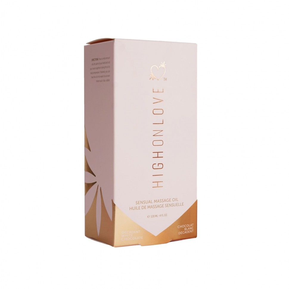 Массажное масло HighOnLove Massage Oil - Decadent White Chocolate (120 мл) с маслом семян конопли