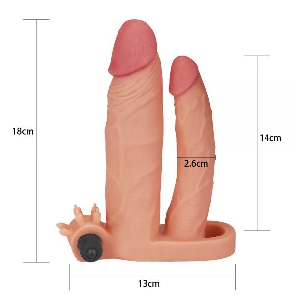 Насадка двойная с вибрацией Add 1" Vibrating Double Penis Sleeve