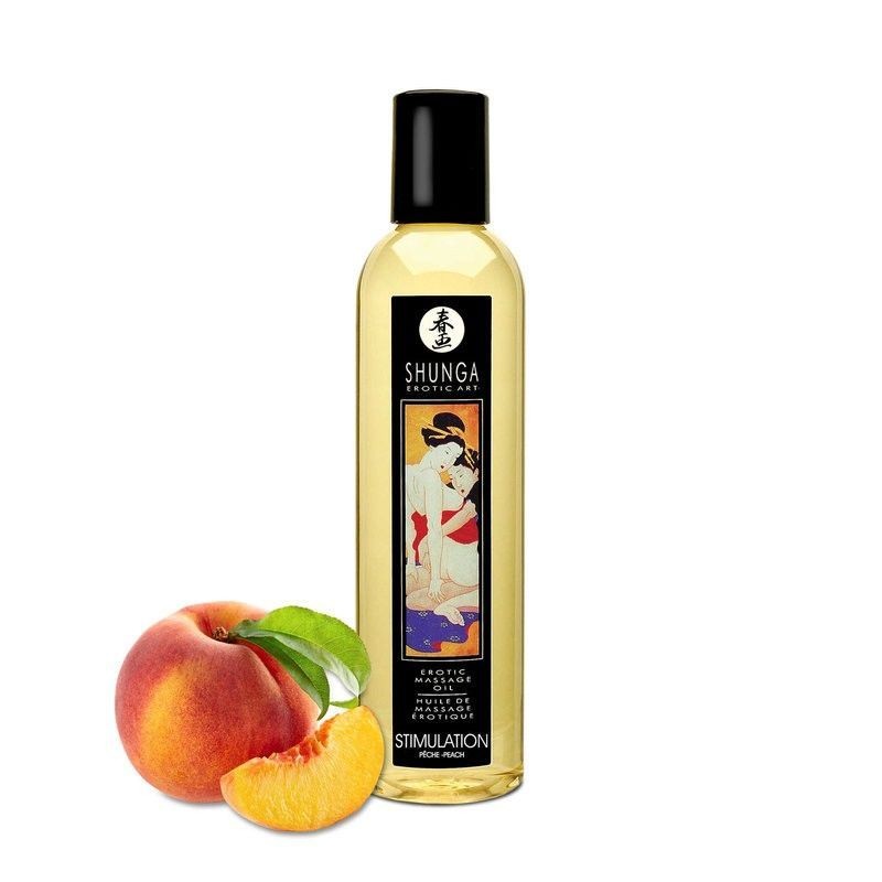 Массажное масло Shunga Stimulation - Peach (250 мл) натуральное увлажняющее