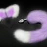 Пикантные штучки малая анальная пробка с хвостом и ушками, 7х2.8 см ( фиолетовый с белым)