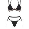 Obsessive Selinne 3-pcs set - комплект еротичної білизни з поясом для панчіх, XL/XXL (чорний)