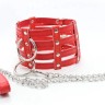 Нашийник з поводком-ланцюжком DS Fetish Collar with chain leash red