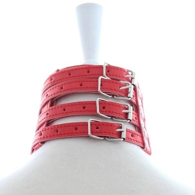 Нашийник з поводком-ланцюжком DS Fetish Collar with chain leash red
