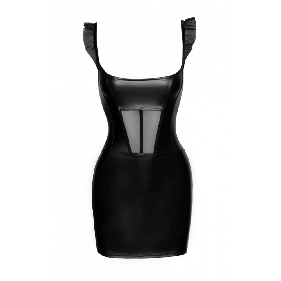 Сукня з вінілу із сітчастими вставками Noir Handmade F257 чорна, S