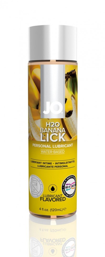 Змазка на водній основі System JO H2O — Banana Lick (120 мл) без цукру, рослинний гліцерин