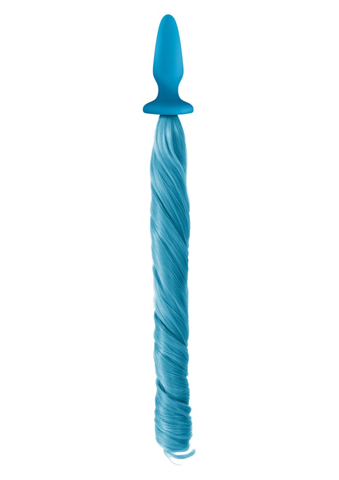 Анальная пробка с хвостиком единорога Unicorn Tails Pastel голубой