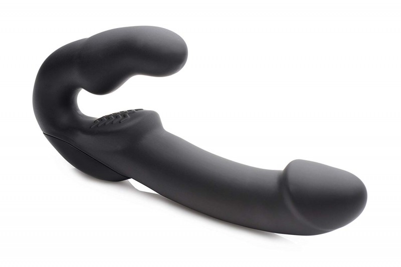 Перезаряжаемый безремневой страпон Evoke Rechargeable Vibrating Silicone Strapless Strap On 24.7х4 см Black