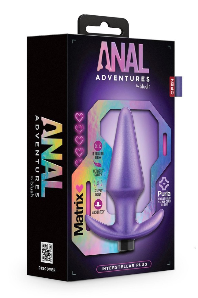 Анальна пробка з вібрацією Anal Adventures Blush, силіконова, фіолетова, 12.7 х 3.8 см