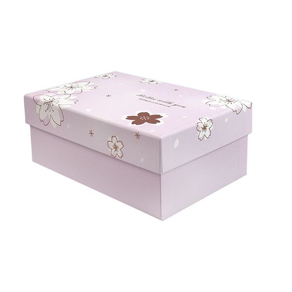 Подарункова коробка з квітами рожева, L - 28.5х21.5х11 см