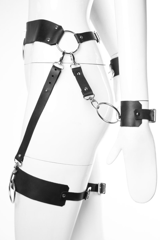 Гартери з наручниками модель "G 38.1", екошкіра, ручна робота