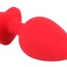 Анальна пробка з силікону з кристалом у вигляді серця, Червоний