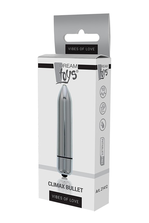 Міні вібромасажер DREAM TOYS 10-SPEED CLIMAX BULLET SILVER, Сріблястий