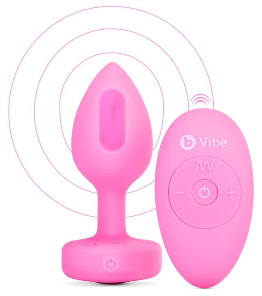 Анальна пробка з вібрацією та пультом керування B-Vibe Vibrating Heart Plug S/M Pink
