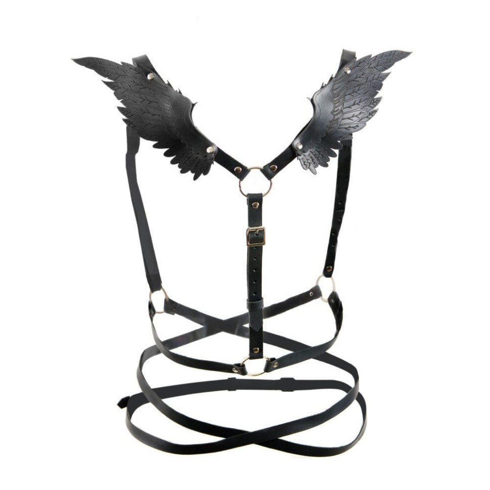 Портупея з крилами Candy Hero Black Angel 2, натуральна шкіра, чорний