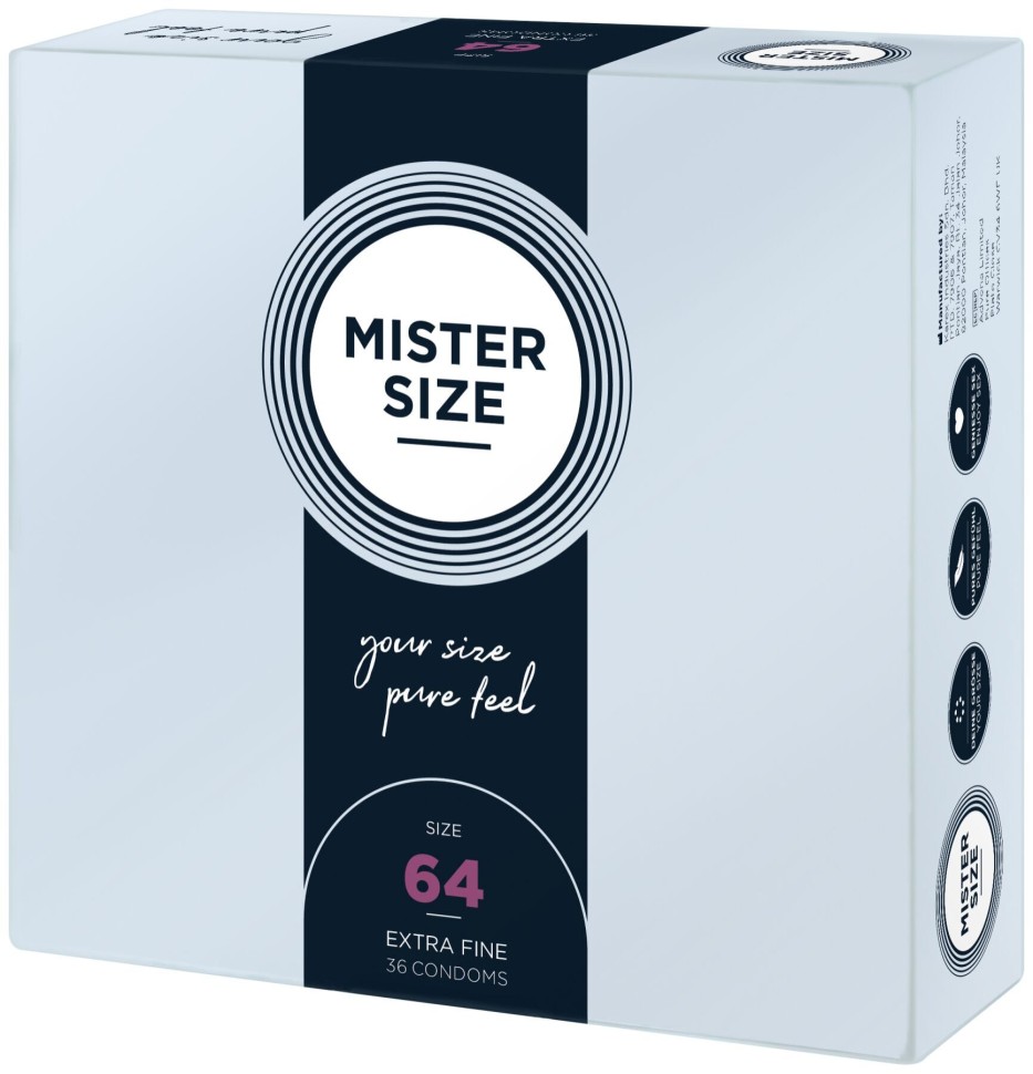Презервативи Mister Size - pure feel - 64 (36 condoms), товщина 0,05 мм (м'ята упаковка!!!)