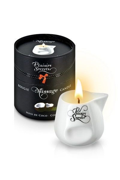 Массажная свеча Plaisirs Secrets Coconut (80 мл) подарочная упаковка, керамический сосуд