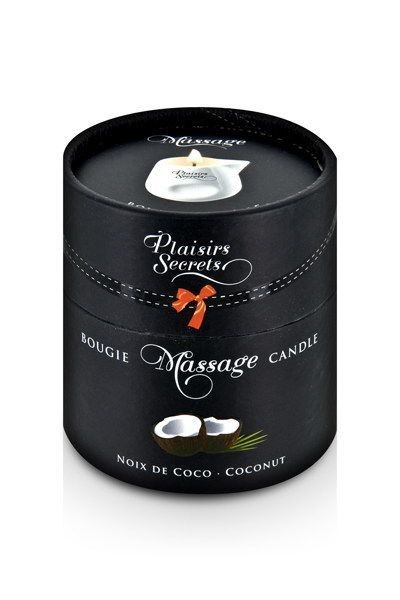 Масажна свічка Plaisirs Secrets Coconut (80 мл) подарункова упаковка, керамічний посуд