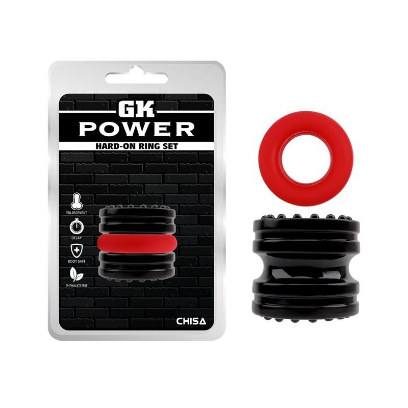 Ch77302 ерекційне кільце чорне / червоне GK Power Hard-On Ring Set Chisa, Красный/Черный