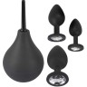 Набір Black Velvet анальні пробки та анальний душ, 4 предмети, чорного кольору