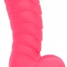 Ребристий фалоімітатор на присосці ADDICTION — Tom 7″ Dildo With Balls — Pink, віброкуля в подарунок