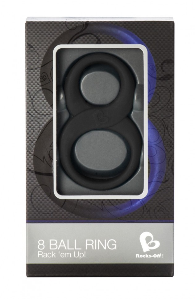 Эрекционное кольцо Rocks Off 8 Ball Black для члена и мошонки, эластичное