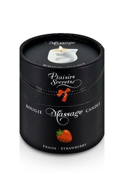 Масажна свічка Plaisirs Secrets Strawberry (80 мл) подарункова упаковка, керамічний посуд