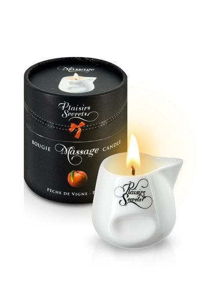 Масажна свічка Plaisirs Secrets Peach (80 мл) подарункова упаковка, керамічний посуд