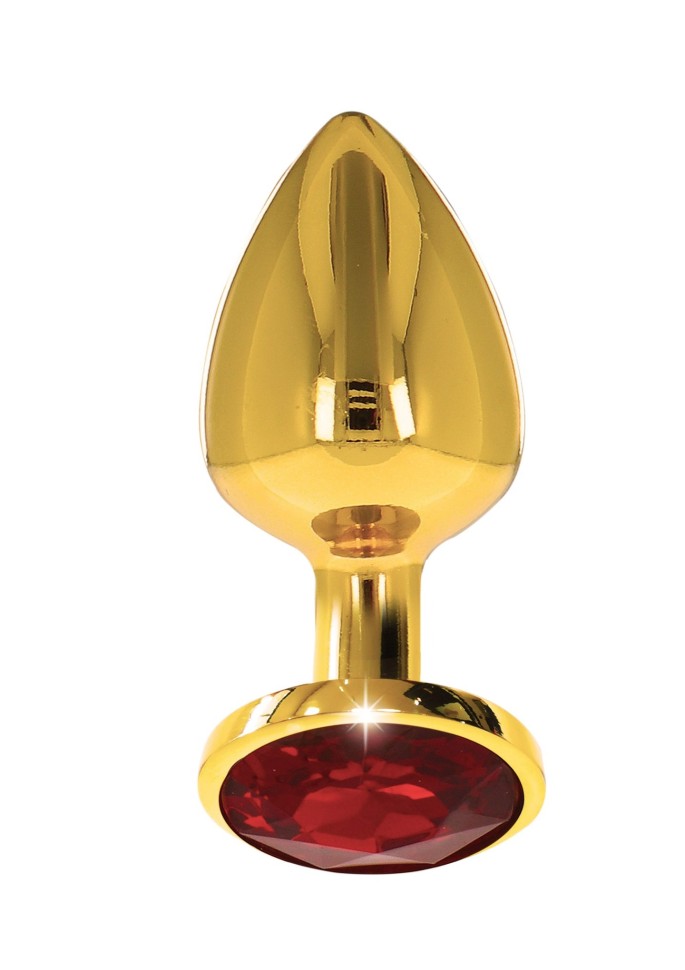 Анальний корок металевий золотистий L Butt Plug With Diamond Jewel Taboom