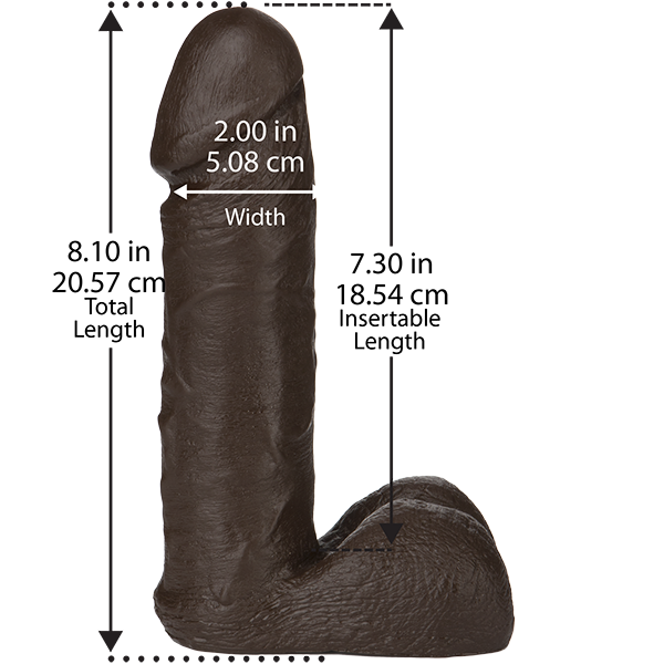 Doc Johnson Vac-U-Lock™ 8" Realistic Chocolate - насадка-фаллоимитатор с мошонкой, 18,5х5,1 см