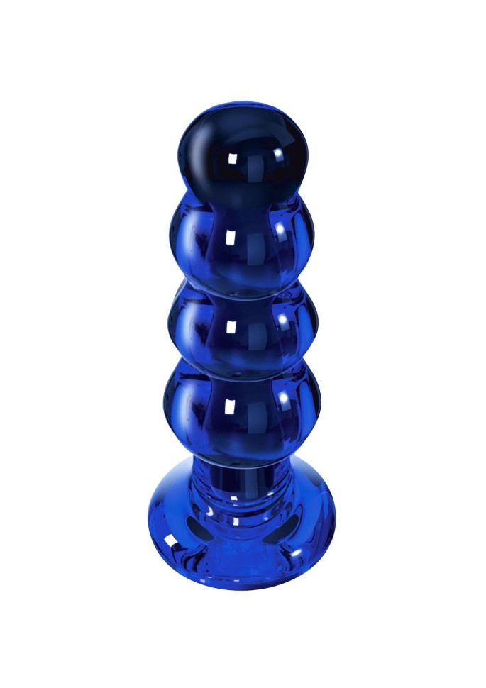 Анальна пробка рельєфна із вібрацією Toy Joy The Radiant скляна, синій