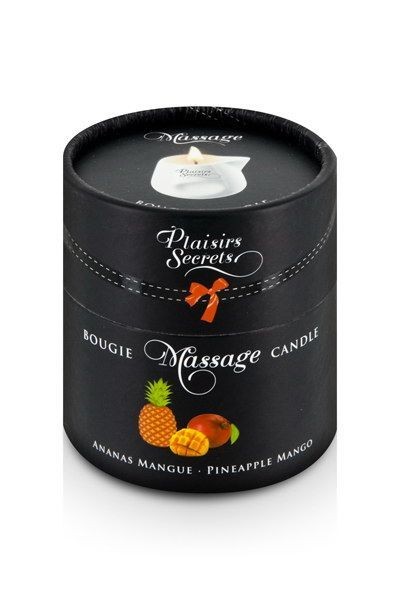 Масажна свічка Plaisirs Secrets Pineapple Mango (80 мл) подарункова упаковка, керамічний посуд